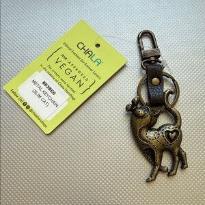 Chala Slim Cat Metal Keychain NWT